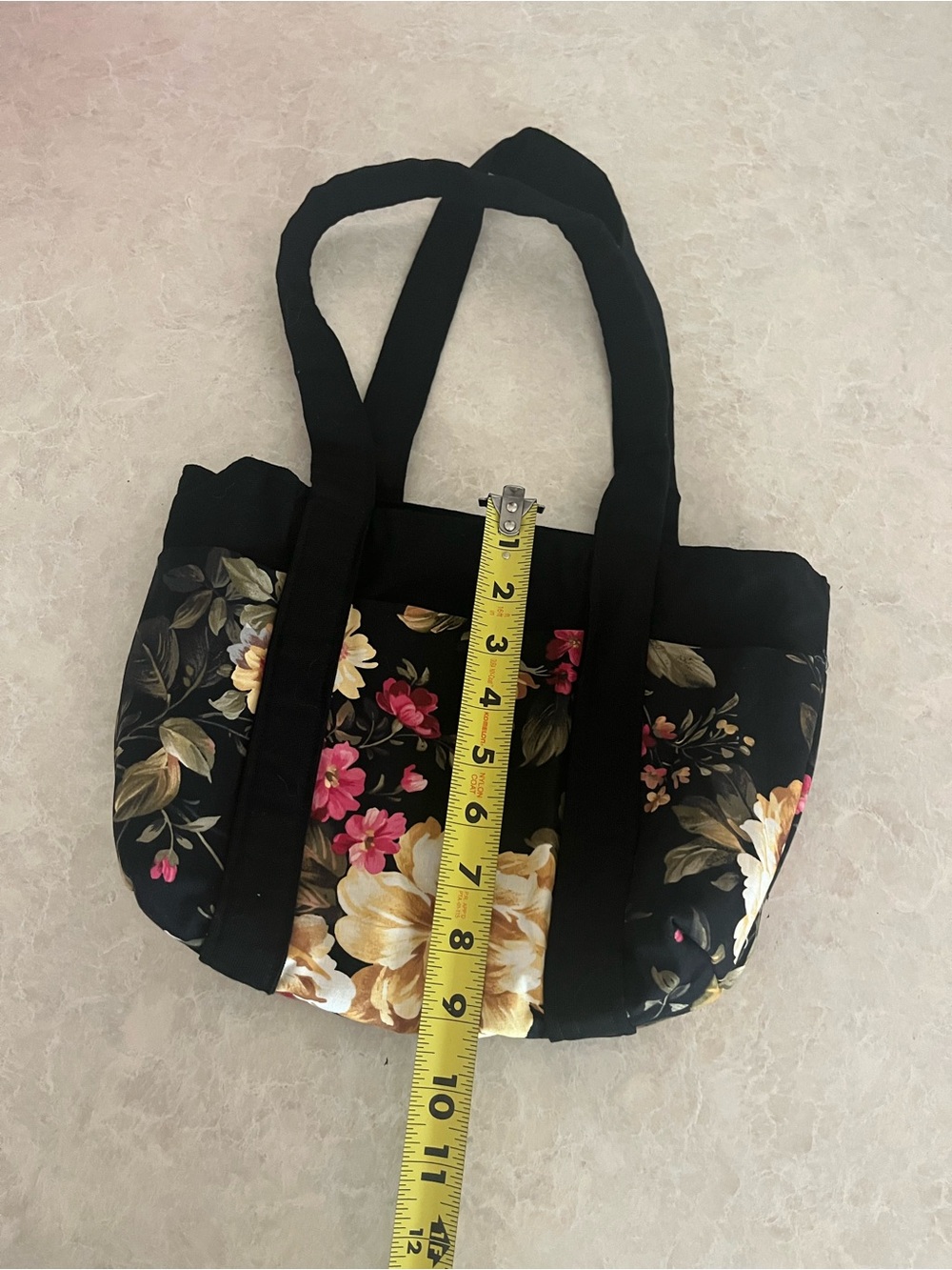 Small custom tote beautiful floral design inside and out.